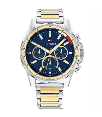 Tommy Hilfiger Mason Silver/Guld Stål Blå Urtavla 45mm Herrklocka 1791937