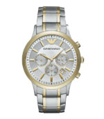 Emporio Armani Renato Silver/Guld Stål vit urtavla 43mm Herrklocka AR11076