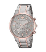 Emporio Armani Renato Silver/Roséguld Stål vit urtavla 43mm Herrklocka AR11077