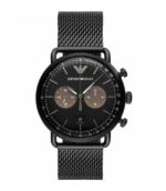 Emporio Armani Aviator Svart Stål svart urtavla 44mm Herrklocka AR11142
