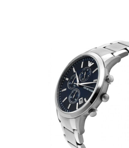 Emporio Armani Renato Silver Stål blå urtavla 43mm Herrklocka AR11164