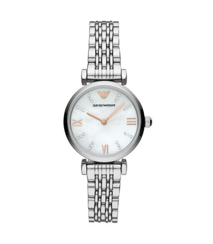 Emporio Armani Gianni T-Bar Silver Stål Pärlemor Urtavla 32mm Damklocka AR11204