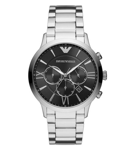 Emporio Armani Giovanni Silver Stål svart urtavla 43mm Herrklocka AR11208