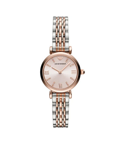 Emporio Armani Gianni T-bar Silver/Roséguld Stål Rosa Urtavla 28mm Damklocka AR11223