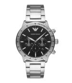 Emporio Armani Mario Silver Stål svart urtavla 41mm Herrklocka AR11241