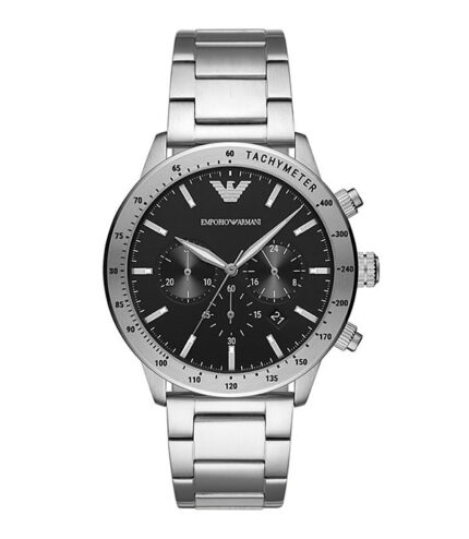 Emporio Armani Mario Silver Stål svart urtavla 41mm Herrklocka AR11241
