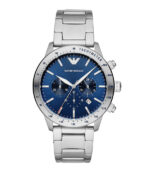 Emporio Armani Mario Silver Stål blå urtavla 43mm Herrklocka AR11306