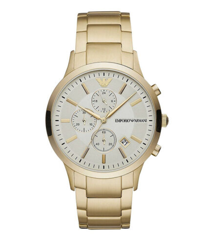 Emporio Armani Renato Guld Stål vit urtavla 43mm Herrklocka AR11332