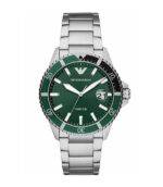 Emporio Armani Diver Silver Stål grön urtavla 42mm Herrklocka AR11338