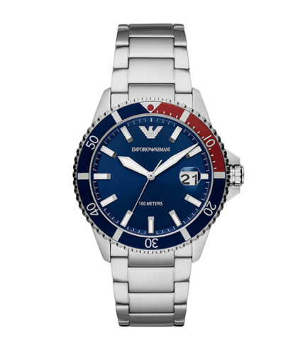 Emporio Armani Diver Silver Stål blå urtavla 43mm Herrklocka AR11339
