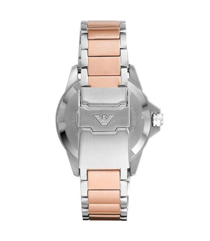 Emporio Armani Diver Silver/Roséguld Stål svart urtavla 42mm Herrklocka AR11340
