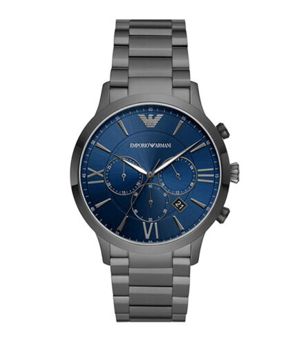 Emporio Armani Giovanni Silver Stål blå urtavla 43mm Herrklocka AR11348