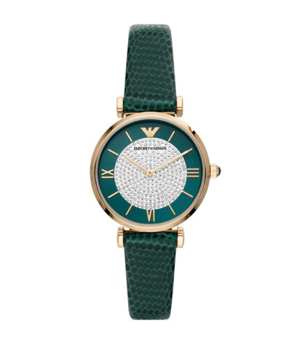 Emporio Armani Grönt Läder 32mm Damklocka AR11403