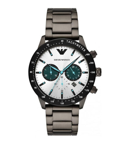 Emporio Armani Mario Svart Stål vit urtavla 44mm Herrklocka AR11471