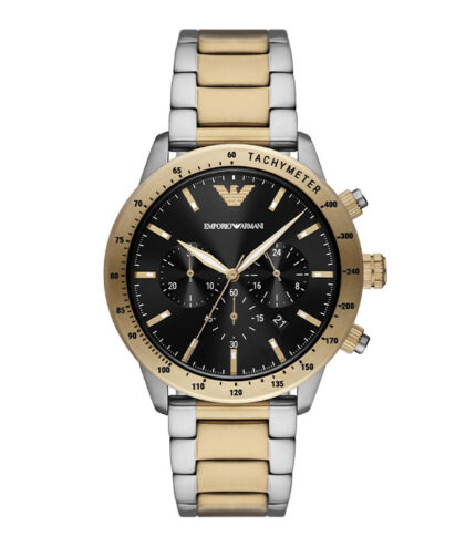 Emporio Armani Mario Silver/Guld Stål svart urtavla 43mm Herrklocka AR11521