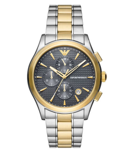 Emporio Armani Paolo Silver/Guld Stål grå urtavla 43mm Herrklocka AR11527