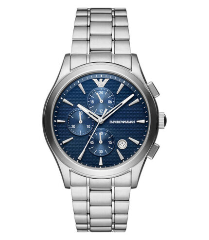 Emporio Armani Paolo Silver Stål blå urtavla 43mm Herrklocka AR11528