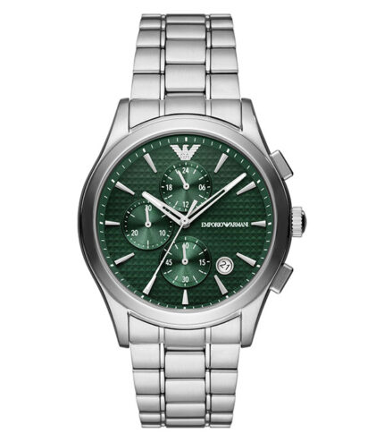 Emporio Armani Paolo Silver Stål grön urtavla 44mm Herrklocka AR11529
