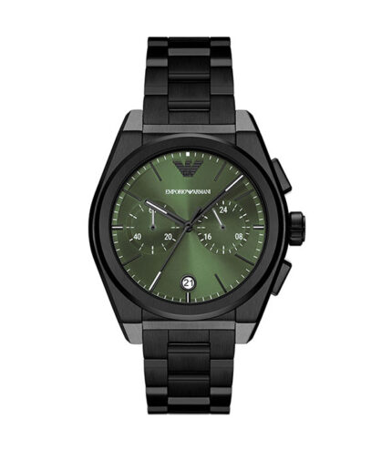 Emporio Armani Federico Svart Stål Grön Urtavla 43mm Herrklocka AR11562