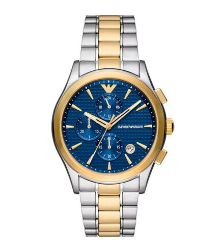 Emporio Armani Paolo Silver/Guld Stål Blå Urtavla 42mm Herrklocka AR11579