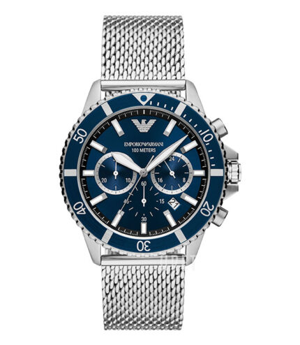 Emporio Armani Silver Stål Blå Urtavla 42mm Herrklocka AR11587