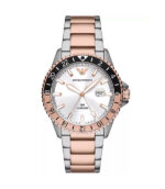 Emporio Armani Diver Silver/Roséguld Stål Vit urtavla 42mm Herrklocka AR11591