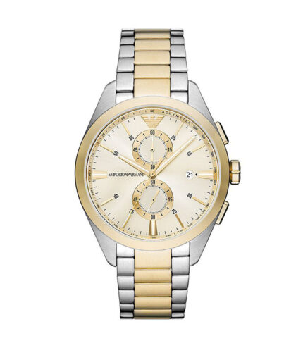 Emporio Armani Claudio Silver/Guld Stål Beige Urtavla Herrklocka AR11605