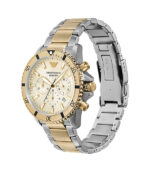 Emporio Armani Diver Silver/Guld Stål Beige Urtavla 43mm Herrklocka AR11606