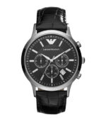 Emporio Armani Renato Svart Läder svart urtavla 43mm Herrklocka AR2447