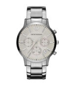 Emporio Armani Renato Silver Stål vit urtavla 43mm Herrklocka AR2458