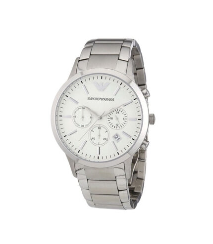 Emporio Armani Renato Silver Stål vit urtavla 43mm Herrklocka AR2458