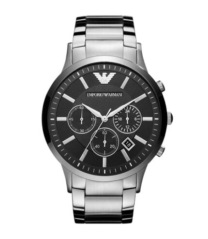 Emporio Armani Renato Silver Stål svart urtavla 43mm Herrklocka AR2460