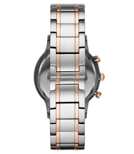 Emporio Armani Renato Silver/Roséguld Stål blå urtavla 43mm Herrklocka AR80025