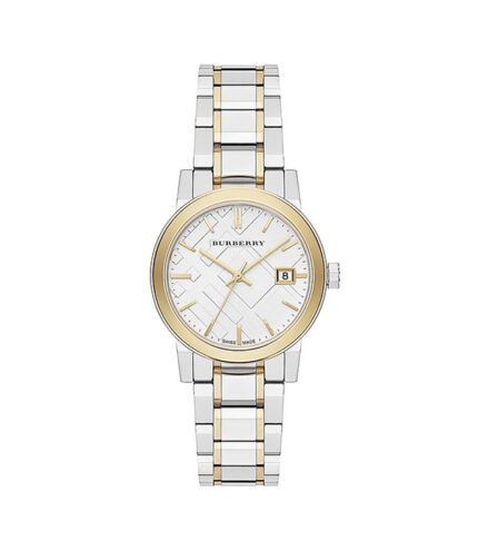Burberry The City Silver/Guld Stål Vit Urtavla 34mm Damklocka BU9115
