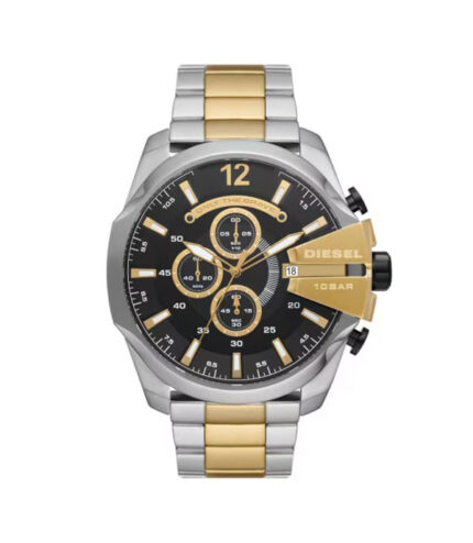 Diesel Mega Chief Silver/Guld Stål Svart Urtavla 54mm Herrklocka DZ4581