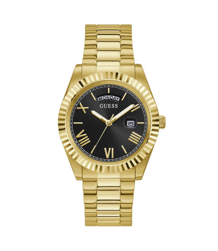 Guess Connoisseur Guld Stål Svart Urtavla 42mm Herrklocka GW0265G3