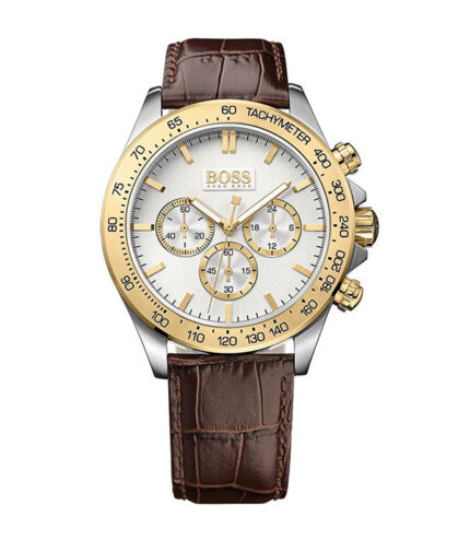 Hugo Boss Ikon Brun Läder vit urtavla 44mm Herrklocka 1513174