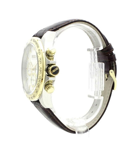 Hugo Boss Ikon Brun Läder vit urtavla 44mm Herrklocka 1513174