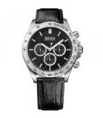 Hugo Boss Ikon Svart Läder svart urtavla 42mm Herrklocka 1513178