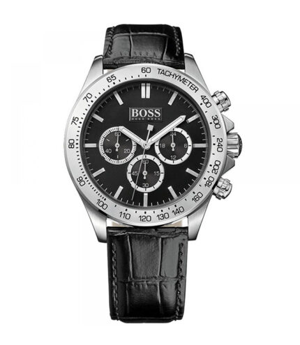 Hugo Boss Ikon Svart Läder svart urtavla 42mm Herrklocka 1513178