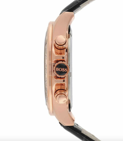 Hugo Boss Ikon Svart Läder svart urtavla 44mm Herrklocka 1513179