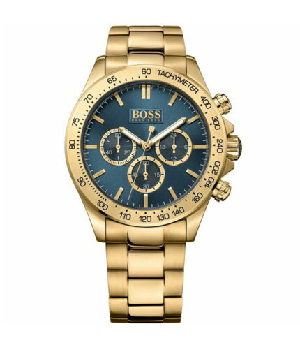 Hugo Boss Ikon 1513340 Guld Stål blå urtavla 44mm Herrklocka 1513340