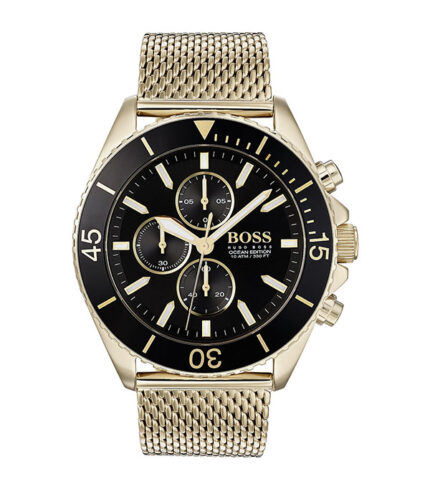Hugo Boss Ocean Edition Guld Stål svart urtavla 44mm Herrklocka 1513703
