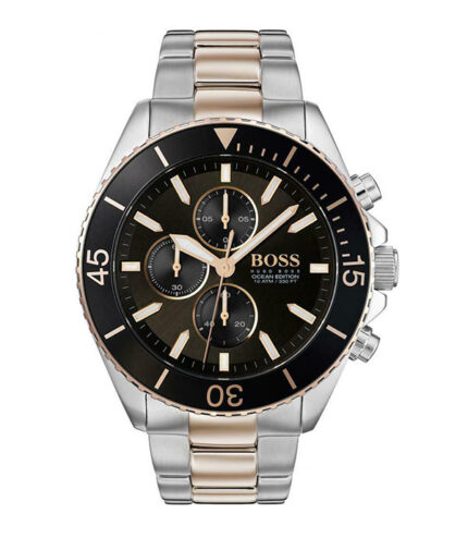 Hugo Boss Ocean Edition Silver/Roséguld Stål svart urtavla 44mm Herrklocka 1513705