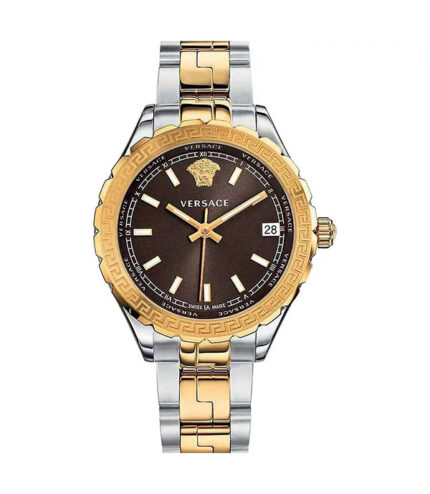 Versace Hellenyium Silver/Guld Stål Brun Urtavla 35mm Damklocka V12040015