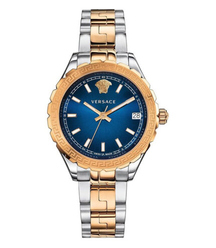 Versace Hellenyium Silver/Guld Stål Blå Urtavla 35mm Damklocka V12060017