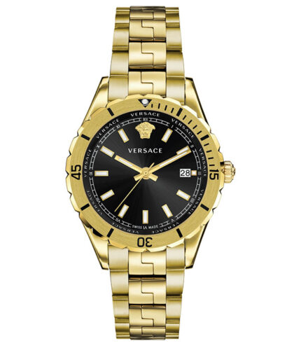 Versace Hellenyium Guld Stål svart urtavla 42mm Herrklocka VE3A00820