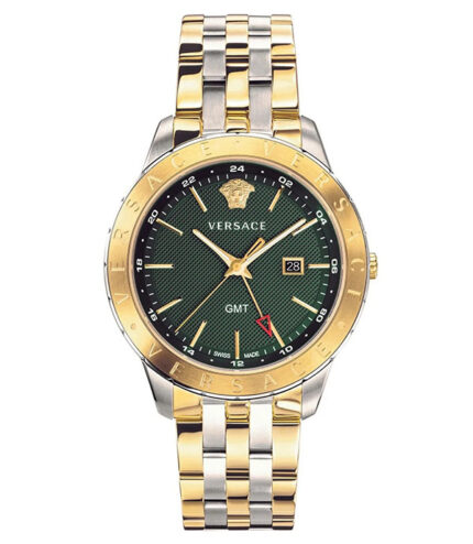 Versace Universe GMT Silver/Guld Stål Grön Urtavla 43mm Herrklocka VEBK00718