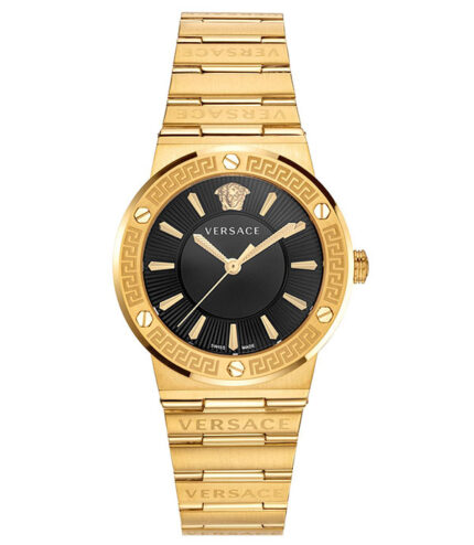 Versace Greca Logo Guld Stål Svart Urtavla 38mm Unisexklocka VEVH00820