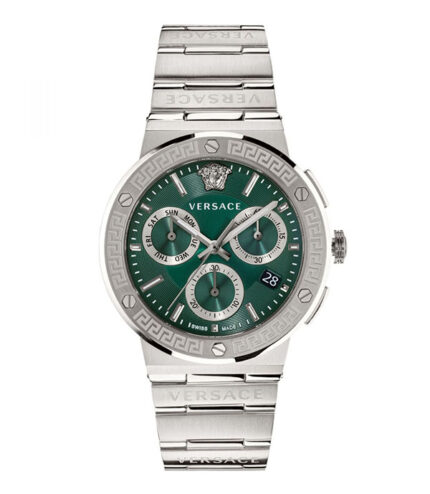 Versace Greca Logo Silver Stål Grön Urtavla 43mm Herrklocka VEZ900121